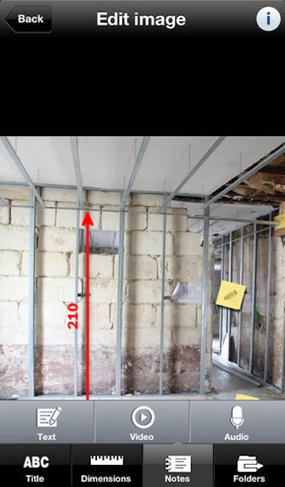 With the site measuring camera, app users can input measured values directly into a picture marking specifics such as connections and ventilation.