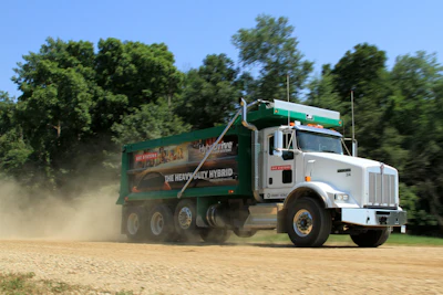 This dump truck uses BAE Systems hybrid technology.