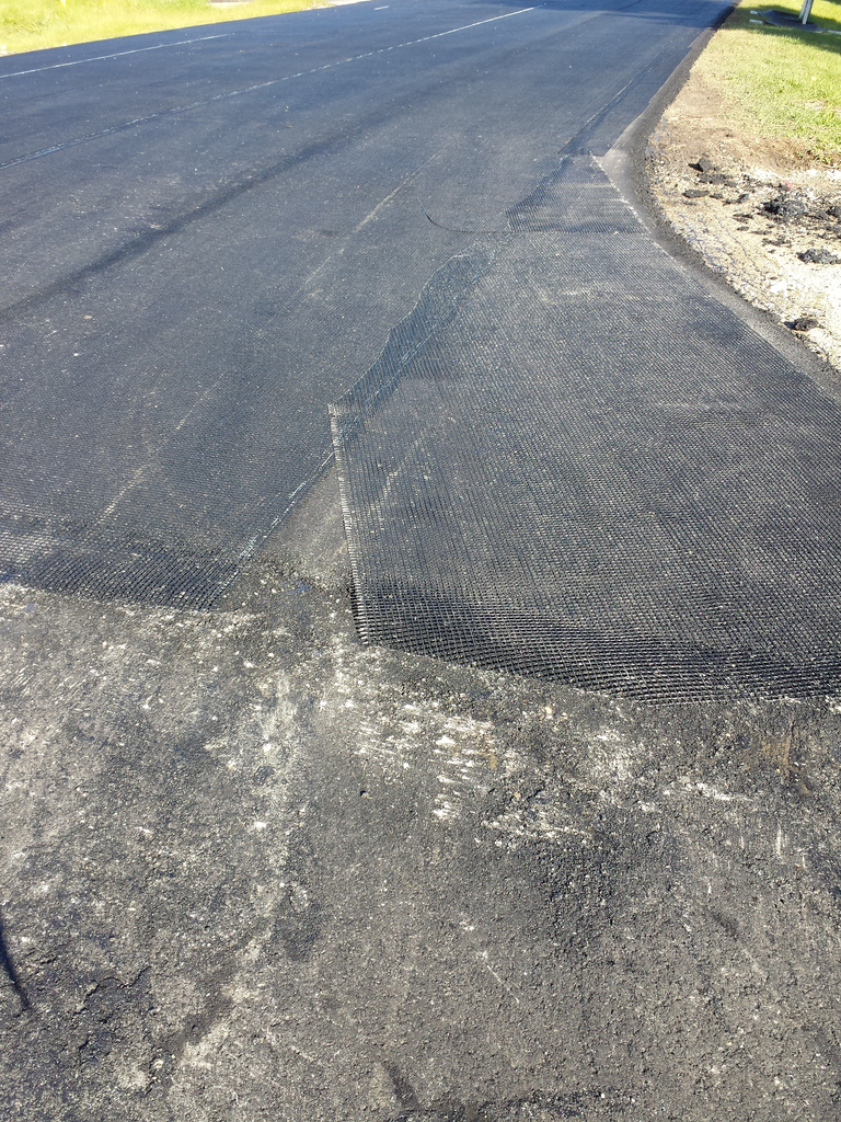 An example of a glasgrid used on the Coffee Road project in New Berlin, WI.