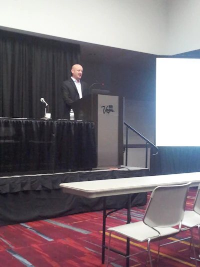 Ken Vallens, vice president product development/engineering sales at CTS speaking about concrete sustainability at World of Concrete 2014.