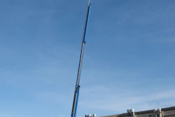 At full extension, Genie's SX-180 (shown here at the company's Moses Lake, WA production facility) is 30 feet taller than the next highest super boom.