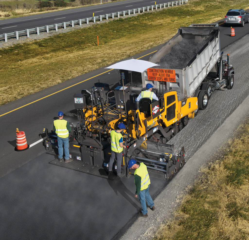 Volvo offers a four sonic material feeder system on its P7000-series paver. Two sonic feed controllers manage the conveyor's material load; the other two in the auger channel control the amount of material going to the screed.