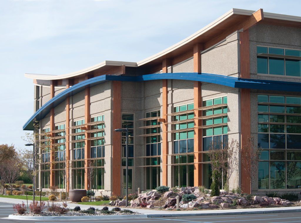 The renovation and expansion at Miron’s corporate office received LEED Gold. Sustainable features of the facility include a cool roof, direct views to the outdoors, daylighting, low-flow plumbing fixtures, and a geothermal heating/cooling system.
