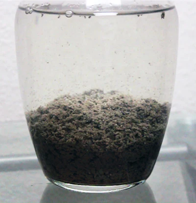 Pictured, an example of slurry seperation.