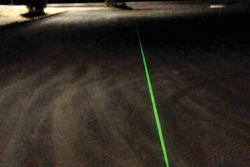 LaserLine can attach to any striping machine and gives the operator a spot reference for a line, or an actual line, when used at night.