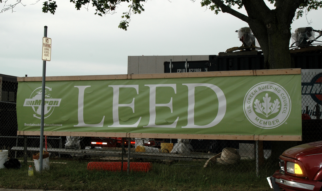 Tout your environmental initiatives by placing signs around your projects promoting LEED participation or your recycling efforts.