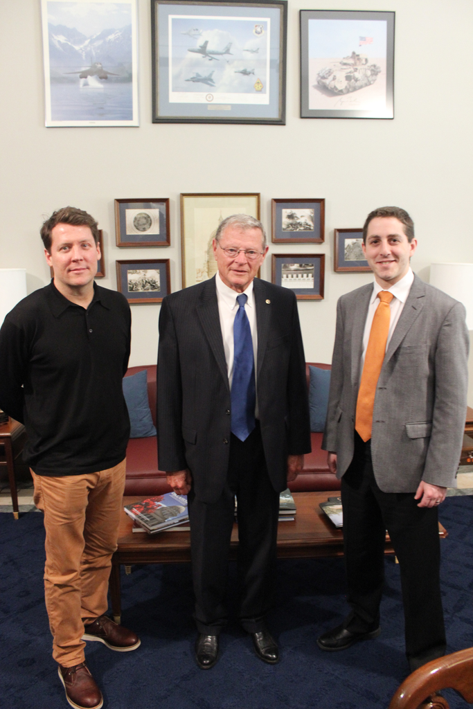 Representatives of Dire States meet with Senator Jim Inhofe of Oklahoma during Infrastructure Week 2014 to discuss the MAP-21 Reauthorization Act. From L-R: Dan McNichol, Senator Inhofe and Brian Weisbaum.