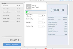 Intuit Online Payroll mobile app payroll screen on iPad