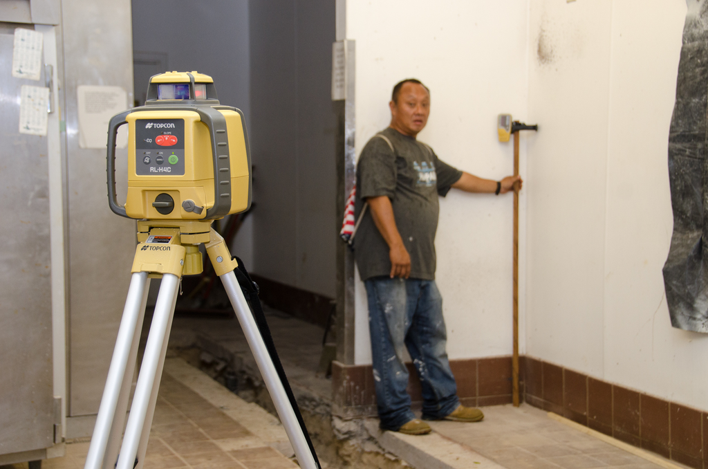 Habilitat Construction Services have been using the donated lasers for transfer heights on long 40- to 50-ft. expanses of walls, maintaining finish heights for ceramic tiling and positioning the structural post foundations on a garage.