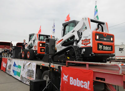 Two loaders rolled off the line during the Millionth Loader ceremony: loader number one-million, a skid-steer loader; and loader number one-million-one, a compact track loader version.