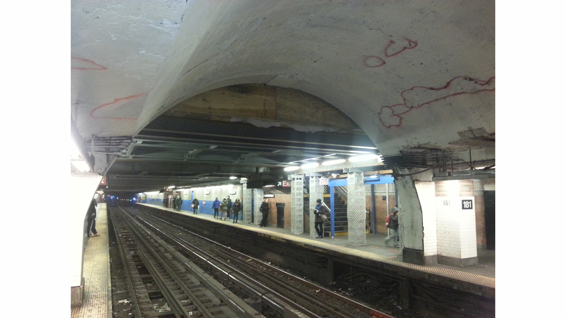 The view at the 181 Street Station for the NYC MTA subway station retrofit project.