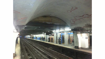 The view at the 181 Street Station for the NYC MTA subway station retrofit project.