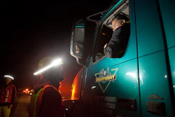 Trucks enter the lane in-between cones directly from the moving lane of traffic, making worker visibility critical.