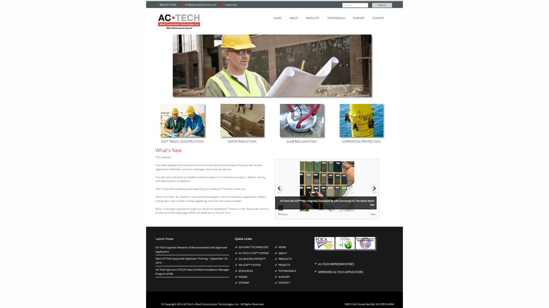 AC•Tech new website screen