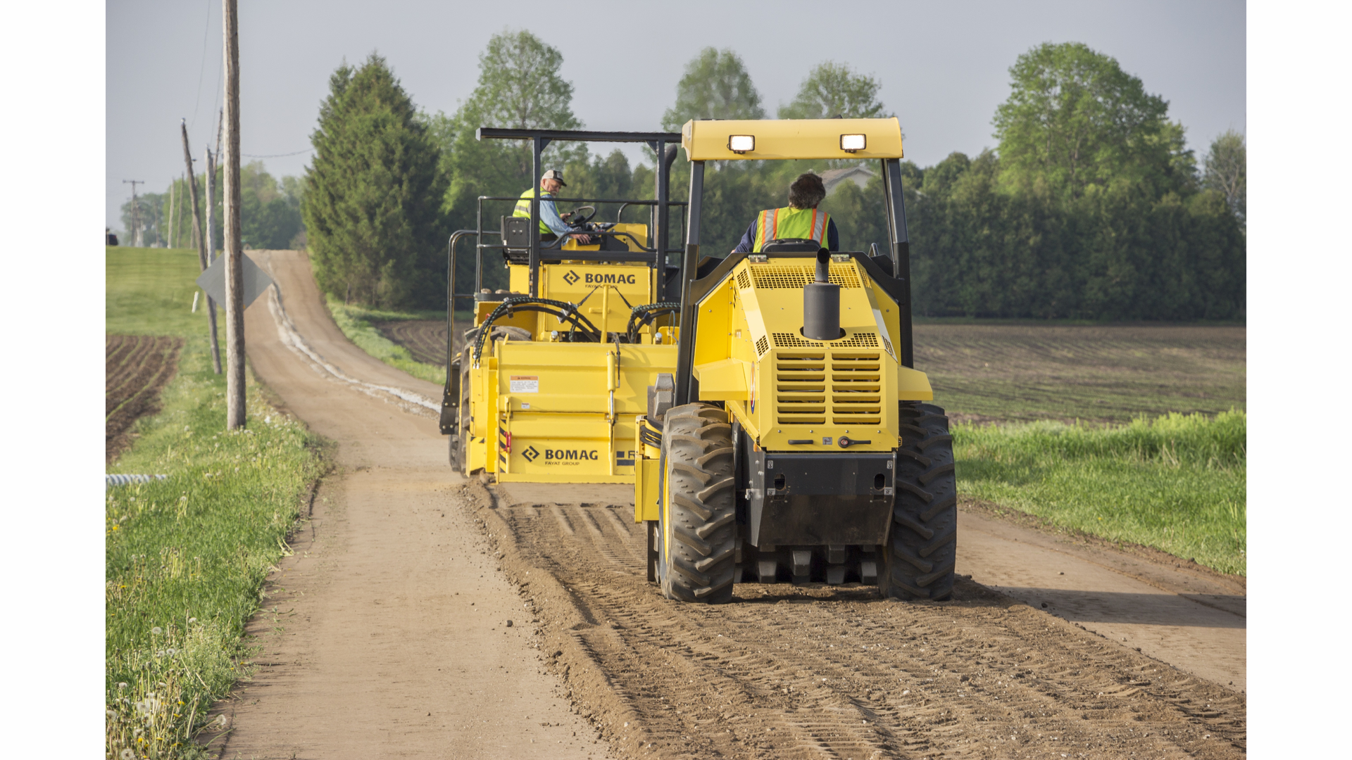 The BW177PDH-2 padfoot roller, with its dual frequency and amplitude vibratory system, followed the recycler to provide initial compaction for the road.