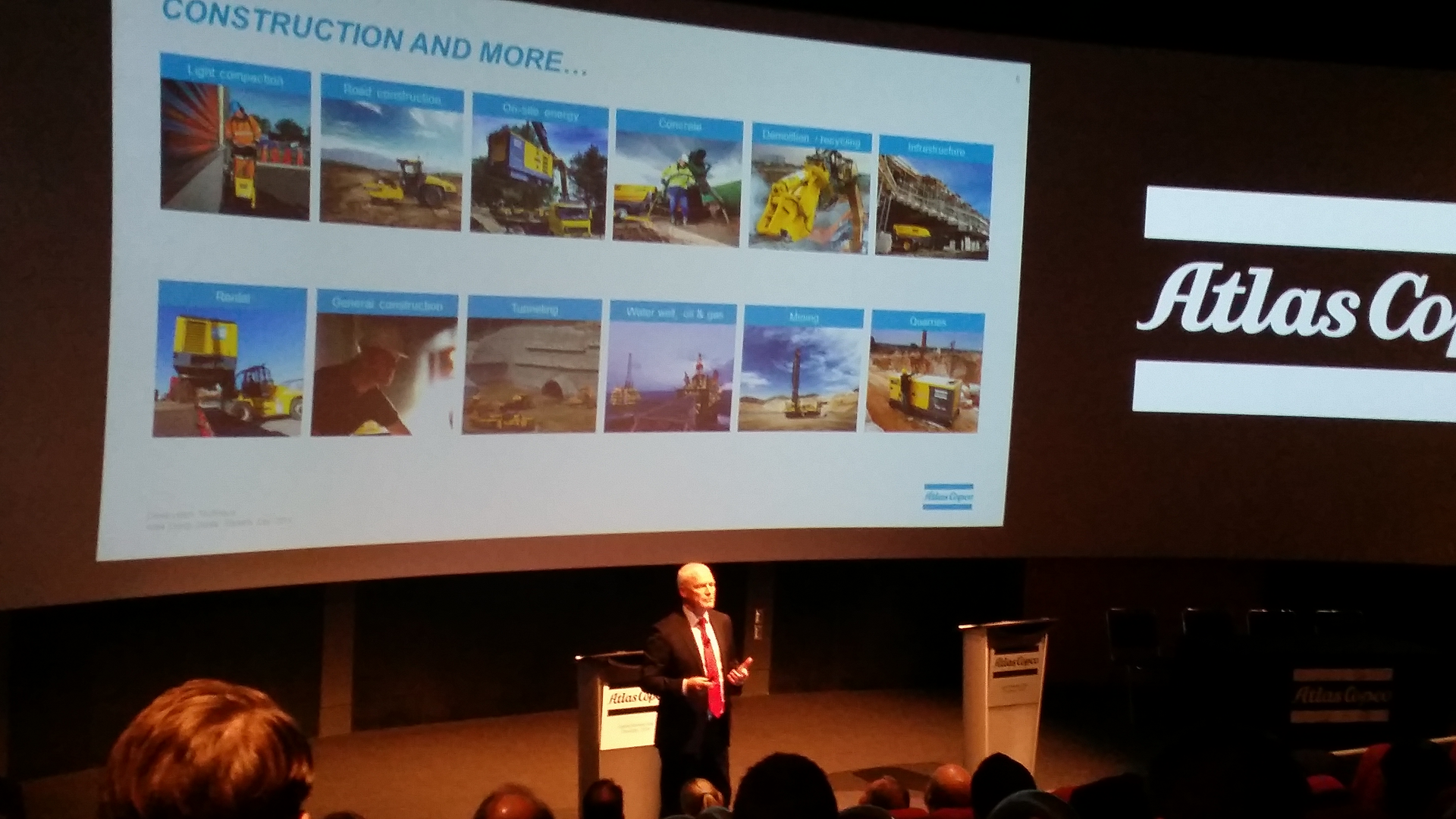 Andrew Walker, business area president for the Construction Technique segment at Atlas Copco, speaks to investors at Capital Media Day 2014 in Charlotte, NC
