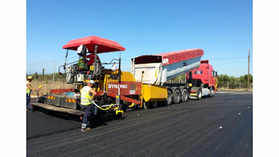 Test track construction in Greece with the MOBA-matic II levelling system.