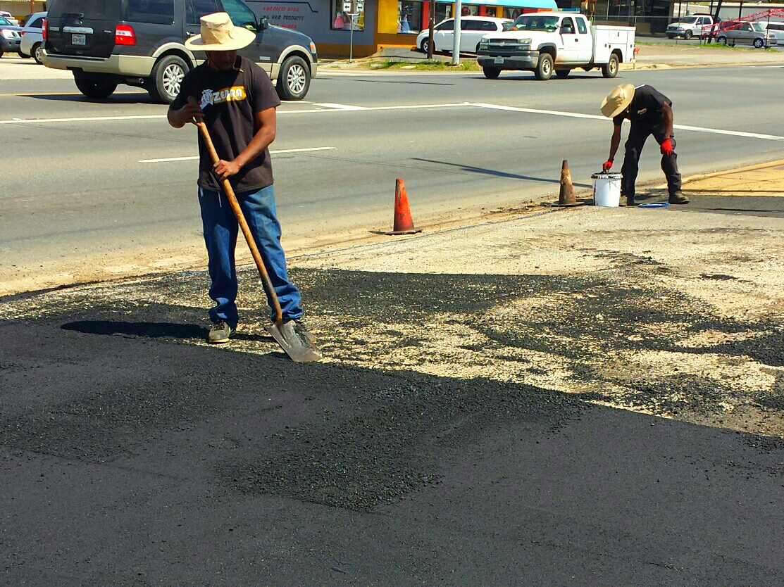 Johnson provides his crew with large hats that allow for a 'create your own shade' alternative.