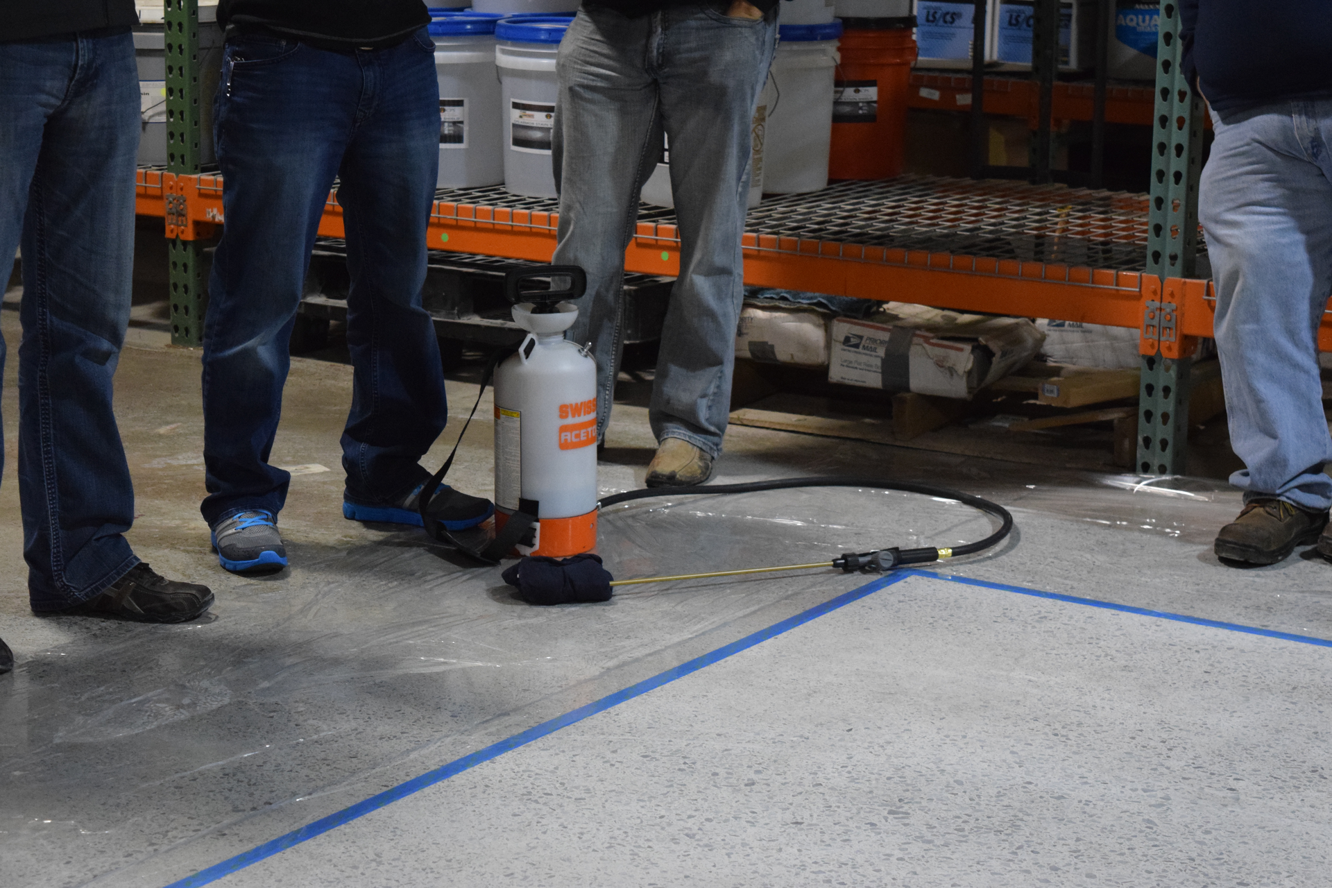 There are a variety of ways concrete dyes can be applied, however, typically a high-volume low-pressure (HVLP) sprayer is the best applicator.