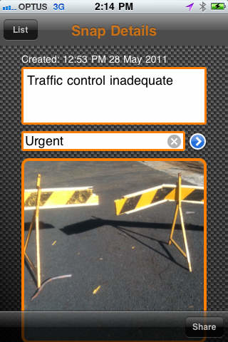 Use SafetySnaps mobile app to take a photo, add a description, select a priority and record the location of a health or safety issue on a jobsite.