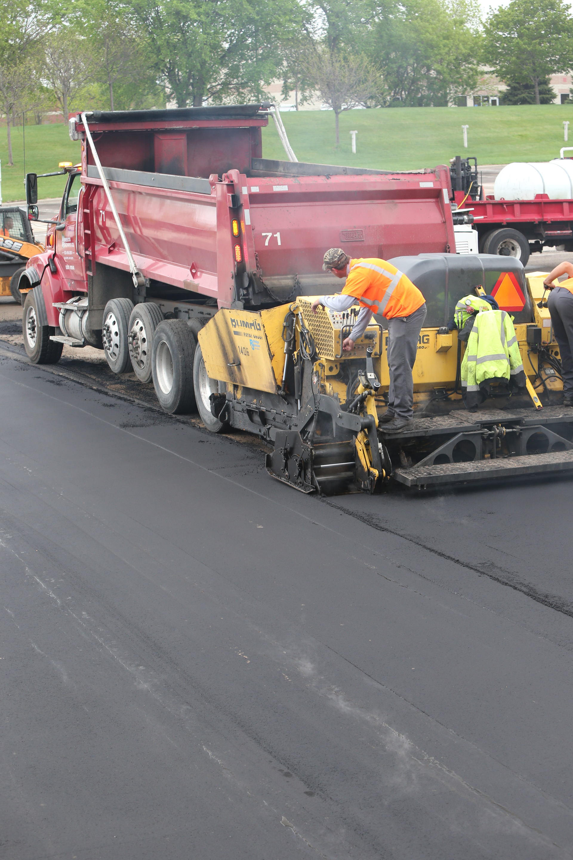 LEAP processes the RAP into injected/stabilized recycled asphalt pavement (I-RAP) which is kept at ambient temperature in storage until heating.