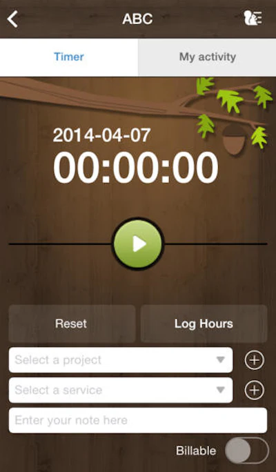 The time tracking mobile app uses a timer to record minutes worked on a project and then syncs with a user’s active Nutcache account in the cloud.