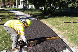 Porous Pave is a permeable paving material that pours in place like concrete.