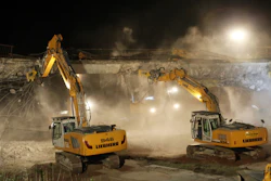 Specialized guarding such as FOPS can help protect both the operator and the machine against risks on jobsites such as this demolition project.