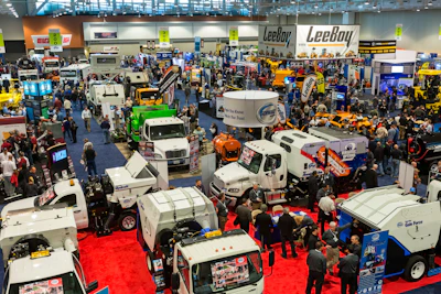 In addition to its conference program NPE 2016 hosts an expanded exhibit floor (the floor sold out in 2015 in Nashville, above) on Jan. 27-29 and equipment giveaways by Case Construction (SV 280 skid steer) and KM International (KM 2-18X Infrared Asphalt Recycler).