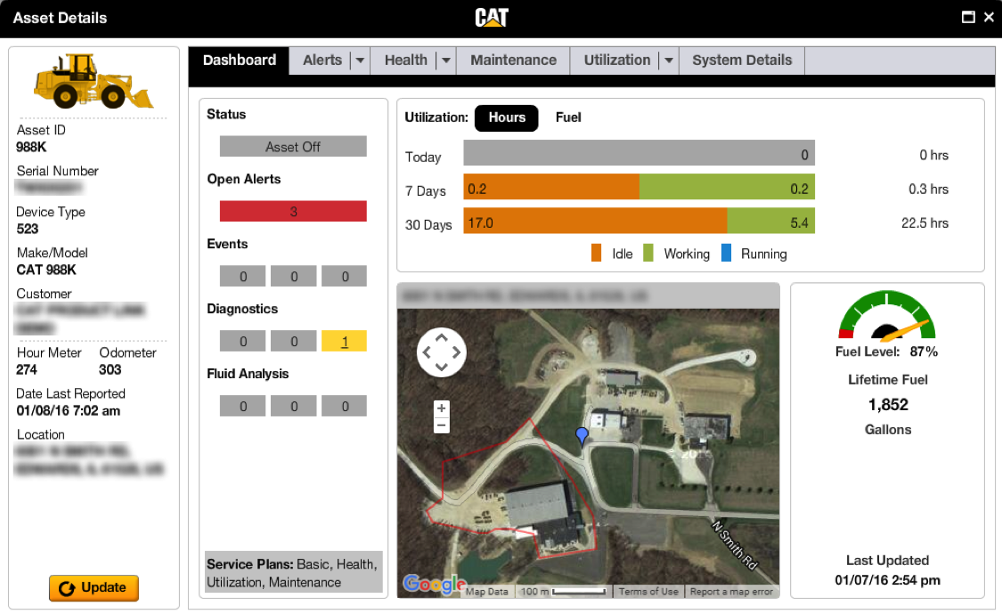 Equipment dealers can assist you in identifying fault codes on a machine and respond quickly to alerts as they occur.