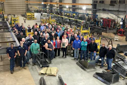 Astec Mobile Screens’ day shift poses with the award given by Astec Industries for a superior safety rating in 2015.