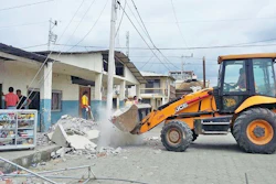 JCB donated a 3CX backhoe-loader worth $100,000 to assist rescue and cleanup efforts in Ecuador following a devastating earthquake.