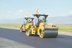 Given that the best time to achieve the greatest density is when the mat is hottest, it makes sense to get as much compaction at the higher temperatures as possible. Scherocman says the best way to do that is to operate two rollers in echelon – side by side – down the mat. This enables the full width of the mat to be compacted while that mat is hottest.