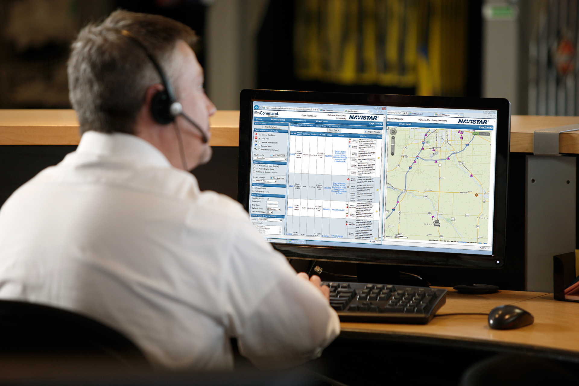 Through telematics systems, such as Navistar’s OnCommand Connection, dealer and factory support professionals can assess fault codes and provide advice to prevent unscheduled downtime.