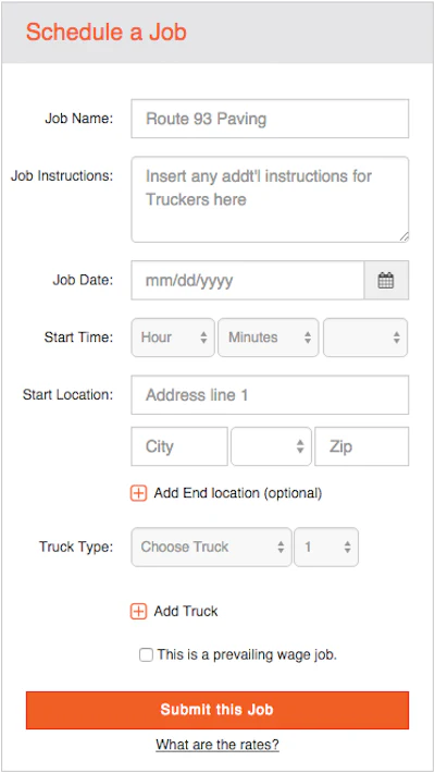 For contractors, the process starts by scheduling a job in the TruckTap portal. The schedule includes all the trucks you’ll need for that day and any additional job instructions.
