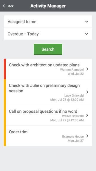 When clients log into the system, they receive a progress report with any recent photos that have been added, a financial overview of the project’s budge, and alerts or requests that need their attention.