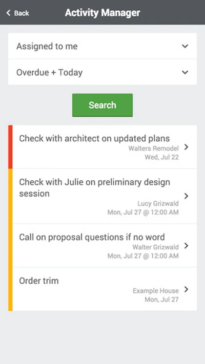 When clients log into the system, they receive a progress report with any recent photos that have been added, a financial overview of the project’s budge, and alerts or requests that need their attention.