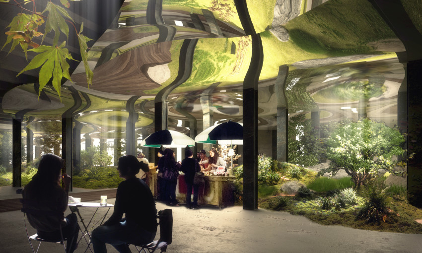 Rendering of New York City's planned LowLine underground park.