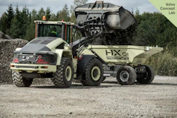 Volvo Construction Equipment's concept HX1 autonomous, battery-electric, load carrier and the LX1 prototype electric hybrid wheel loader.