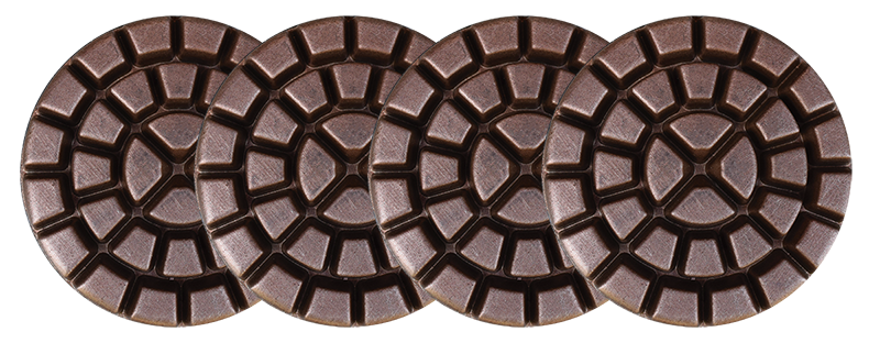 Robles Concrete started with Superabrasive’s HD Copper discs, which cut the concrete really fast without leaving deep scratches. The copper discs have to be used wet, and an auto scrubber was cleaning diligently after each pass.