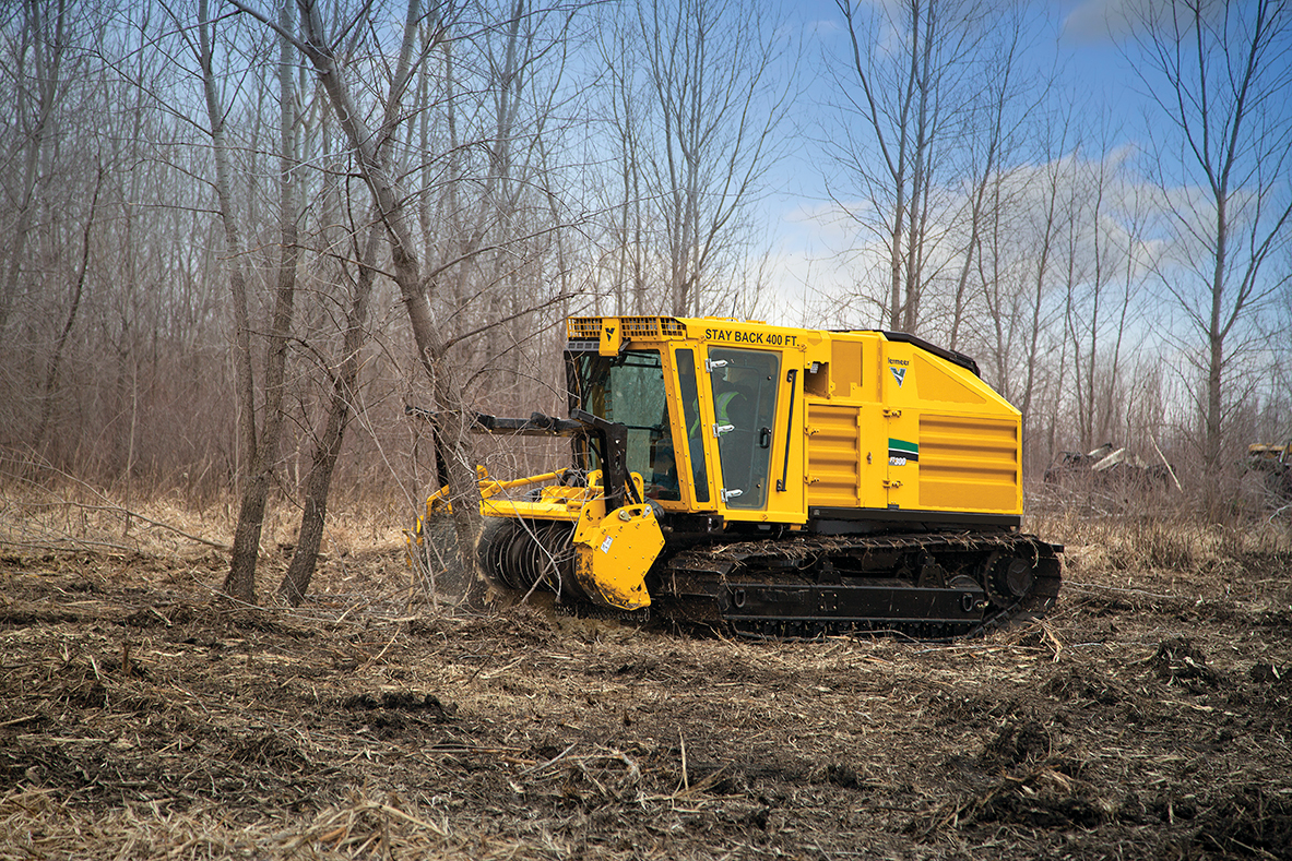 A dedicated mulcher tractor is more likely to have a rugged design with the required safety features built specifically for forestry applications.