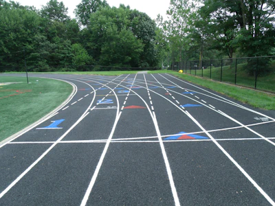 Start to finish the South River High School running track took 40 days to complete, including 14 days where it sat idle waiting for the asphalt to cure before the rubber surface was installed.