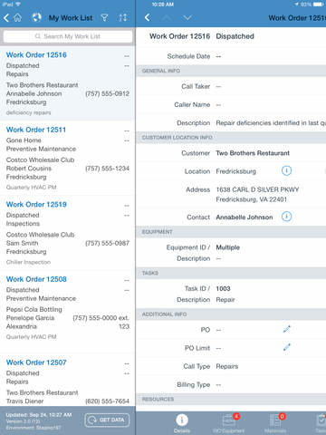 Field technicians can also use the app to record customer equipment information, labor, materials, parts, tools, field notes and more.