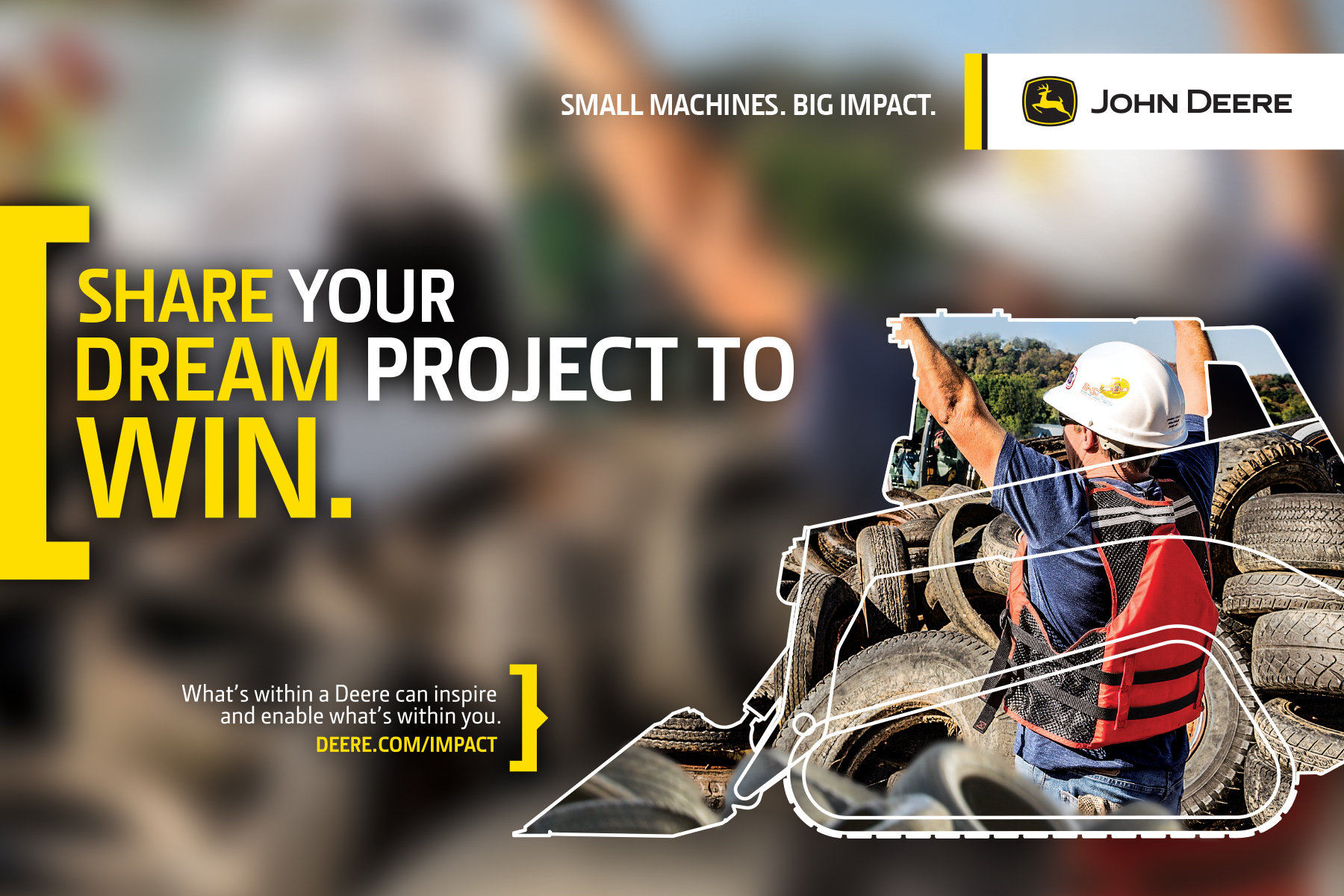 Now through April 30, 2017, contractors are invited to submit an entry detailing what kind of big impact they would make in their community with the power of a G-Series machine. The contest entrant with the most impactful project idea will win his/her choice of a new John Deere G-Series skid steer or CTL with a WorkSite Pro Attachment to fulfill his/her vision.