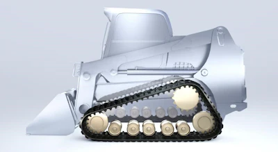 The Vortech rubber track system improves driver efficiency and workability in compact tracked loader applications through an optimized internal structure and tread pattern to lower the bending resistance.