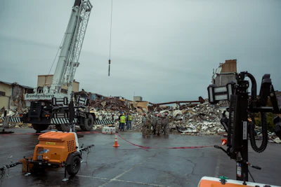 Brandenburg Industrial Services was responsible for collapsing the hotel in different ways allowing the rescue teams to train using all their resources.