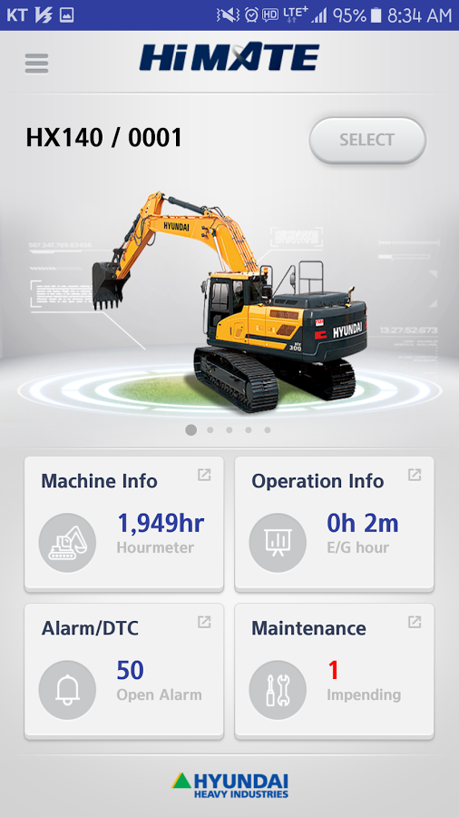 Hyundai Hi Mate Screen Shot With Excavator