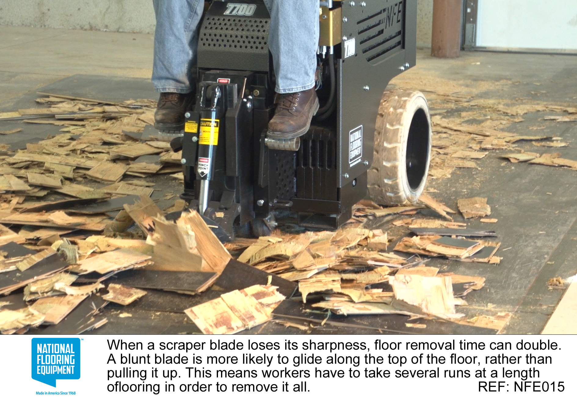 When a scraper blade loses its sharpness, floor removal time can double. A blunt blade is more likely to glide along the top of the floor, rather than pulling it up. This means workers have to take several runs at a length of flooring in order to remove it all.