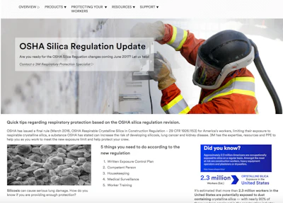 3M wants to share its expertise, resources and PPE to help construction contractors as they work to meet the new crystalline silica exposure limit.