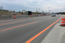 WisDOT used orange markings throughout each workzone, but Brian DuPont says another option is using the orange only at the beginning and end of the workzones indicating the lane shifts, in which case orange tape might be a preferred material.